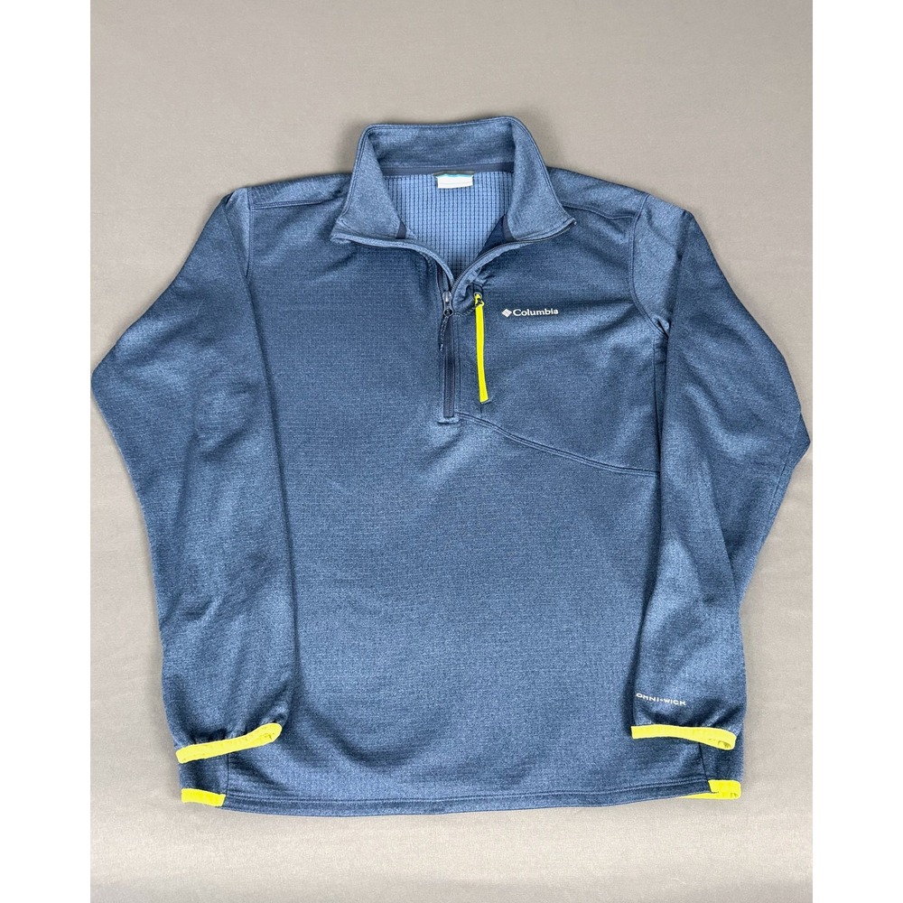 Columbia 1/4 Zip Pullover Mens Large Blue Omni-Wick Grid Fleece AO1866